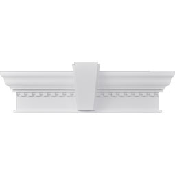 Ekena Millwork - CRH12XKF-DE - Endurathane Craftsman Crosshead w/ Flat Keystone & Dentil Trim, 12", Factory Primed