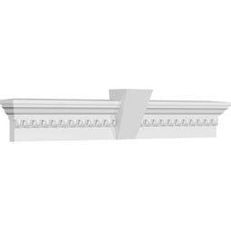 Ekena Millwork - CRH06XKF-EG - Endurathane Traditional Crosshead w/ Flat Keystone and Egg & Dart Trim, 6", Factory Primed