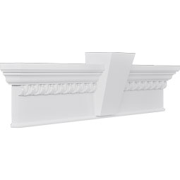 Ekena Millwork - CRH07XBTKF-EG - Endurathane Craftsman Crosshead with Bottom Trim, w/ Flat Keystone and Egg & Dart Trim, 7 1/4", Factory Primed