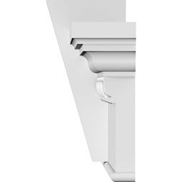 Ekena Millwork - CRH07XBTKF-EG - Endurathane Craftsman Crosshead with Bottom Trim, w/ Flat Keystone and Egg & Dart Trim, 7 1/4", Factory Primed