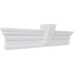 Ekena Millwork - CRH07XKA-EG - Endurathane Traditional Crosshead with Trim, w/ Deco Keystone and Egg & Dart Trim, 7 1/4", Factory Primed
