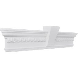 Ekena Millwork - CRH07XKF-EG - Endurathane Traditional Crosshead with Trim, w/ Flat Keystone and Egg & Dart Trim, 7 1/4", Factory Primed