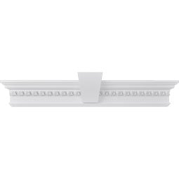 Ekena Millwork - CRH07XKF-EG - Endurathane Traditional Crosshead with Trim, w/ Flat Keystone and Egg & Dart Trim, 7 1/4", Factory Primed