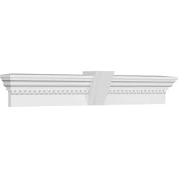 Ekena Millwork - CRH09XKA-EG - Endurathane Traditional Crosshead w/ Deco Keystone and Egg & Dart Trim, 9", Factory Primed
