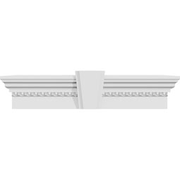 Ekena Millwork - CRH09XKA-EG - Endurathane Traditional Crosshead w/ Deco Keystone and Egg & Dart Trim, 9", Factory Primed