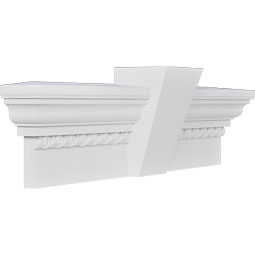 Ekena Millwork - CRH09XKF-EG - Endurathane Traditional Crosshead w/ Flat Keystone and Egg & Dart Trim, 9", Factory Primed