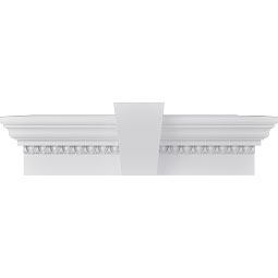 Ekena Millwork - CRH09XKF-EG - Endurathane Traditional Crosshead w/ Flat Keystone and Egg & Dart Trim, 9", Factory Primed