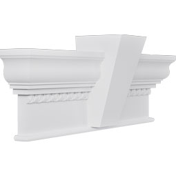 Ekena Millwork - CRH12XKF-EG - Endurathane Craftsman Crosshead w/ Flat Keystone and Egg & Dart Trim, 12", Factory Primed