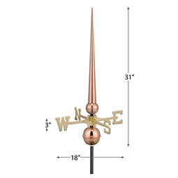 Good Directions - GD700GW - Gawain Rooftop Finial w/ Brass Directionals, Pure Copper