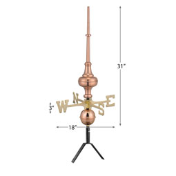 Good Directions - GD710MG - Morgana Rooftop Finial w/ Brass Directionals, Pure Copper