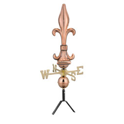 Good Directions - GD739D - 29" Fleur-De-Lis Pure Copper Rooftop Finial with Directionals and Steel Roof Mount