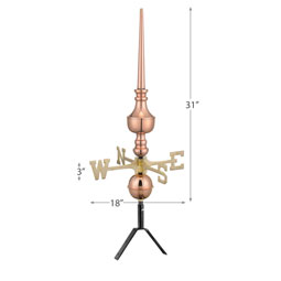 Good Directions - GD740VC - Victoria Rooftop Finial w/ Brass Directionals, Pure Copper