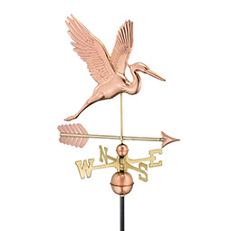 Good Directions - GD1971PA - Graceful Blue Heron with Arrow Weathervane - Pure Copper