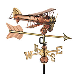 Good Directions - GD8812PA - 21"L x 13"W x 22"H Biplane w/ Arrow Garden Weathervane, Pure Copper