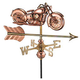 Good Directions - GD8846PA - 21"L x 11"W x 25"H Motorcycle w/ Arrow Garden Weathervane, Pure Copper