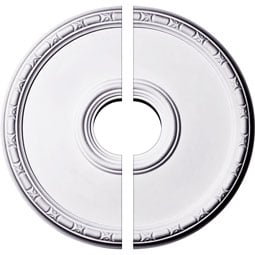Ekena Millwork - CM20OD2-06000 - Endurathane Odessa Bead & Barrel Ceiling Medallion, 19 3/4"OD x 1 3/8"P (Fits Canopies up to 6"), Two Piece, Factory Primed