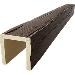 Ekena Millwork - BMRW3-ST - 3-Sided (U-beam) Riverwood Timberthane Faux Wood Ceiling Beam