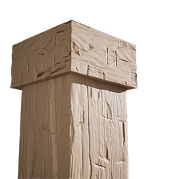 Ekena Millwork - COLURUSTIC - Timberthane Hand Hewn Faux Wood Non-Tapered Square Column Wrap w/ Standard Capital & Base, Factory Prepped