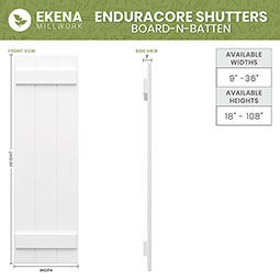Ekena Millwork - CUSTOM-ECC101BF - EnduraCore Composite, Two Equal Framed Board-n-Batten Shutters (Per Pair)