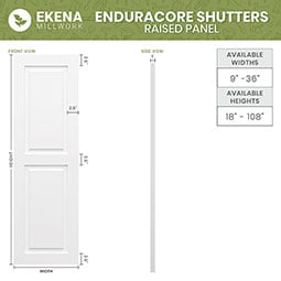 Ekena Millwork - CUSTOM-ECC101RP - EnduraCore Composite, Two Equal Raised Panel Shutters (Per Pair)