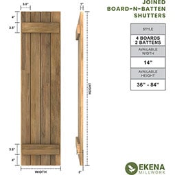 Ekena Millwork - ARWBB - Americraft Exterior Real Wood Joined Board-n-Batten Shutters (Per Pair)