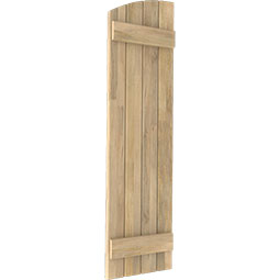 Ekena Millwork - ARWBE - Americraft Exterior Real Wood Elliptical Top Board-n-Batten Shutters (Per Pair)