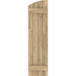 Ekena Millwork - ARWBE - Americraft Exterior Real Wood Elliptical Top Board-n-Batten Shutters (Per Pair)