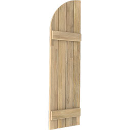 Ekena Millwork - ARWBQ - Americraft Exterior Real Wood Joined Board-n-Batten Shutters w/ Arch Top (Per Pair)
