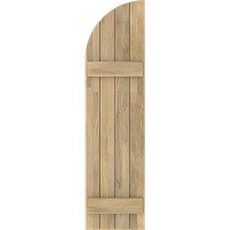 Ekena Millwork - ARWBQ - Americraft Exterior Real Wood Joined Board-n-Batten Shutters w/ Arch Top (Per Pair)