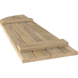 Ekena Millwork - ARWBQ - Americraft Exterior Real Wood Joined Board-n-Batten Shutters w/ Arch Top (Per Pair)