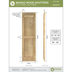 Ekena Millwork - ARWFP - Americraft Flat Panel Exterior Real Wood Shutters (Per Pair)