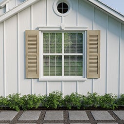 Ekena Millwork - ARWLV - Americraft Louver Exterior Real Wood Shutters (Per Pair), w/ Aluminum Shutter Caps