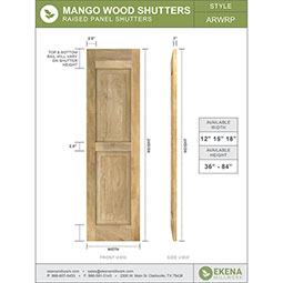 Ekena Millwork - ARWRP - Americraft Raised Panel Exterior Real Wood Shutters (Per Pair)