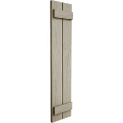Ekena Millwork - SHUBJS - Timberthane Faux Wood Joined Board-n-Batten Shutters, Primed Tan, Sold As Pair