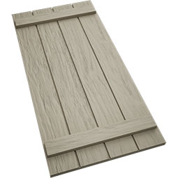 Ekena Millwork - CUSTOM-SHUBB - Timberthane Faux Wood Joined Board-n-Batten Shutters, Primed Tan, Sold As Pair