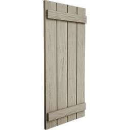 Ekena Millwork - CUSTOM-SHUBB - Timberthane Faux Wood Joined Board-n-Batten Shutters, Primed Tan, Sold As Pair