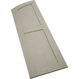 Ekena Millwork - CUSTOM-SHUFE - Timberthane Faux Wood Shutters Flat Panel w/ Elliptical Top, Primed Tan, Sold As Pair