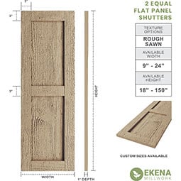 Ekena Millwork - SHUFP - Timberthane Faux Wood Shutters Equal Flat Panel, Primed Tan, Sold As Pair