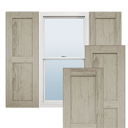 Ekena Millwork - SHUFP - Timberthane Faux Wood Shutters Equal Flat Panel, Primed Tan, Sold As Pair