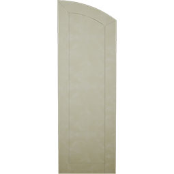 Ekena Millwork - SHULVL - Timberthane Faux Wood Shutters Equal Louver w/ Elliptical Top, Primed Tan, Sold As Pair