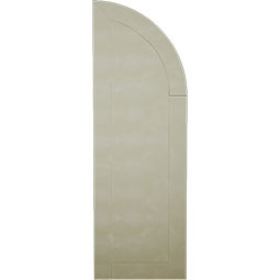 Ekena Millwork - SHULVQ - Timberthane Faux Wood Shutters Equal Louver w/ Quarter Round Arch Top, Primed Tan, Sold As Pair