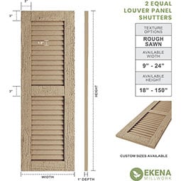 Ekena Millwork - CUSTOM-SHULV - Timberthane Faux Wood Louver Shutters, Primed Tan, Sold As Pair