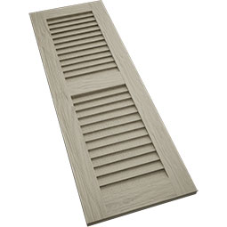 Ekena Millwork - CUSTOM-SHULV - Timberthane Faux Wood Louver Shutters, Primed Tan, Sold As Pair