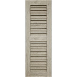 Ekena Millwork - CUSTOM-SHULV - Timberthane Faux Wood Louver Shutters, Primed Tan, Sold As Pair
