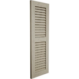 Ekena Millwork - CUSTOM-SHULV - Timberthane Faux Wood Louver Shutters, Primed Tan, Sold As Pair