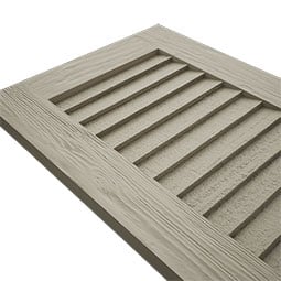 Ekena Millwork - CUSTOM-SHULV - Timberthane Faux Wood Louver Shutters, Primed Tan, Sold As Pair