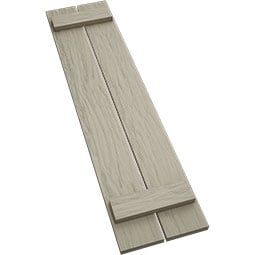 Ekena Millwork - SHUBSS - Timberthane Faux Wood Spaced Board-n-Batten Shutters, Primed Tan, Sold As Pair