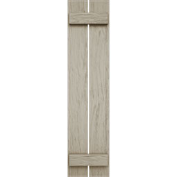 Ekena Millwork - SHUBSS - Timberthane Faux Wood Spaced Board-n-Batten Shutters, Primed Tan, Sold As Pair