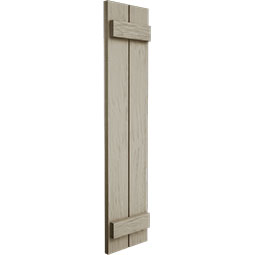 Ekena Millwork - SHUBSS - Timberthane Faux Wood Spaced Board-n-Batten Shutters, Primed Tan, Sold As Pair