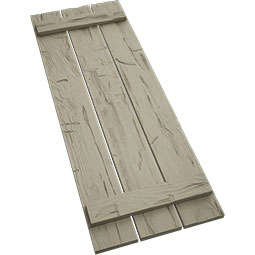 Ekena Millwork - CUSTOM-SHUSB - Timberthane Faux Wood Spaced Board-n-Batten Shutters, Primed Tan, Sold As Pair